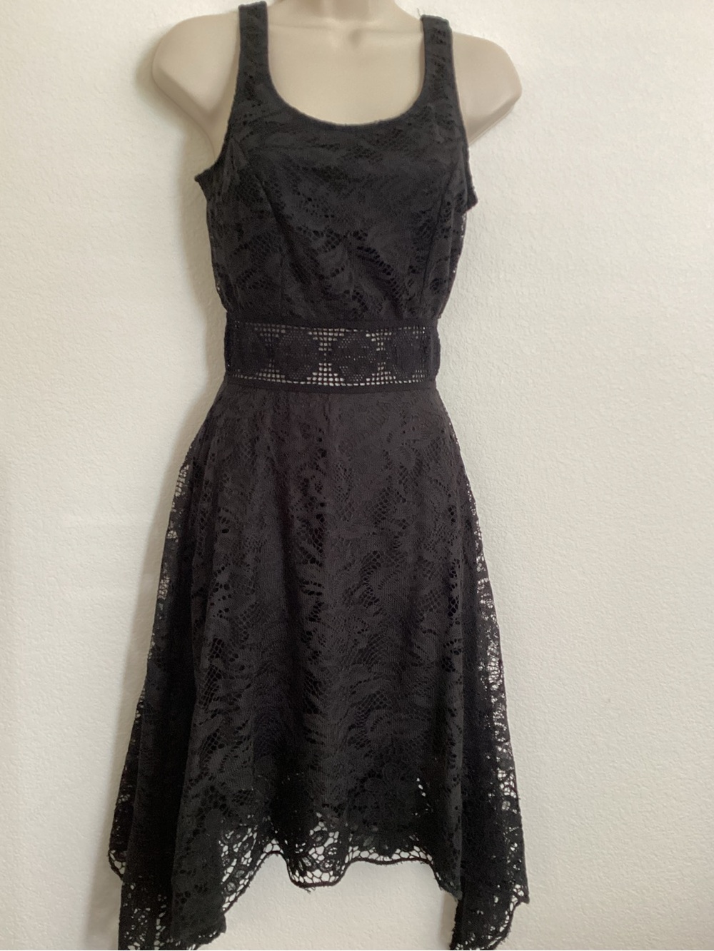 American Rag Black Lace Midi Fit-and-Flare Dress
